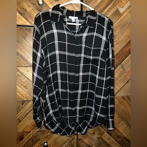 Lucky Brand Thin Plaid Button Down Top
